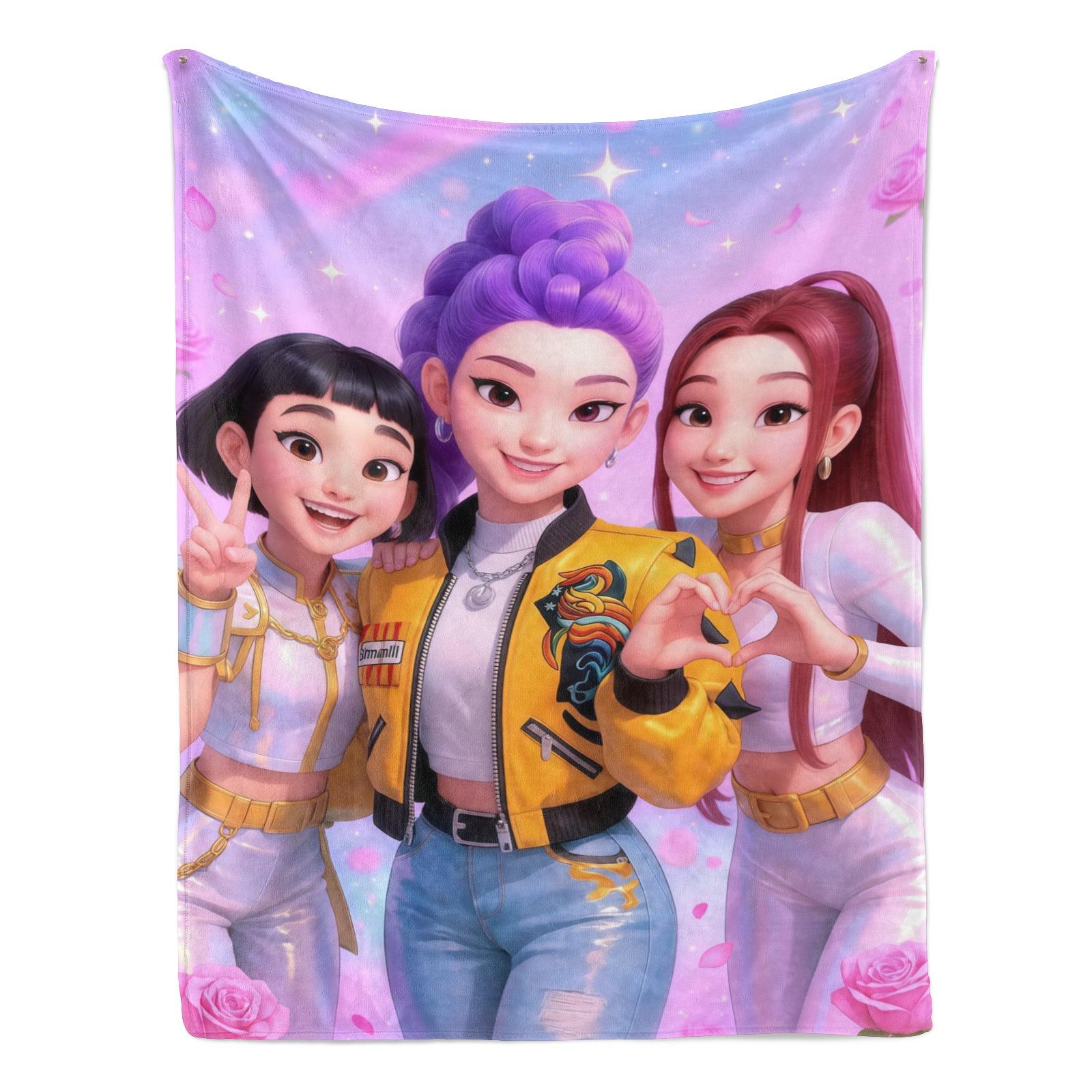 K-Pop Devil Hunter Dream Blanket, Soft and Warm, Suitable for Fans, Women, Girls, and Children.A Cozy Nap Blanket, Perfect for Everyday Wear and Relaxation.An Ideal Choice for Living Room Sofas,and A Great Christmas Gift.A Devil Hunter Fan Blanket.