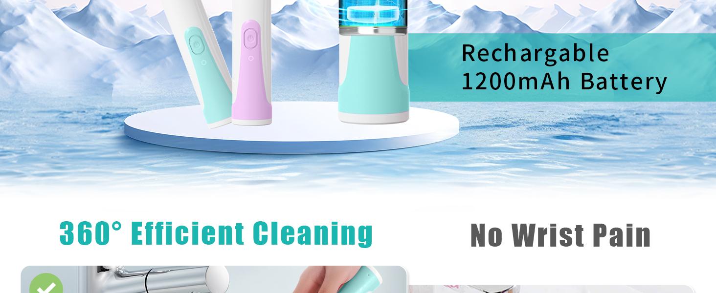 Electric Bottle Brush Cleaner, Portable Rechargeable Bottle Cleaner Kit for Travel with Silicone Nipple & Straw Brush, Drainage Rack, Storage Box(Green)