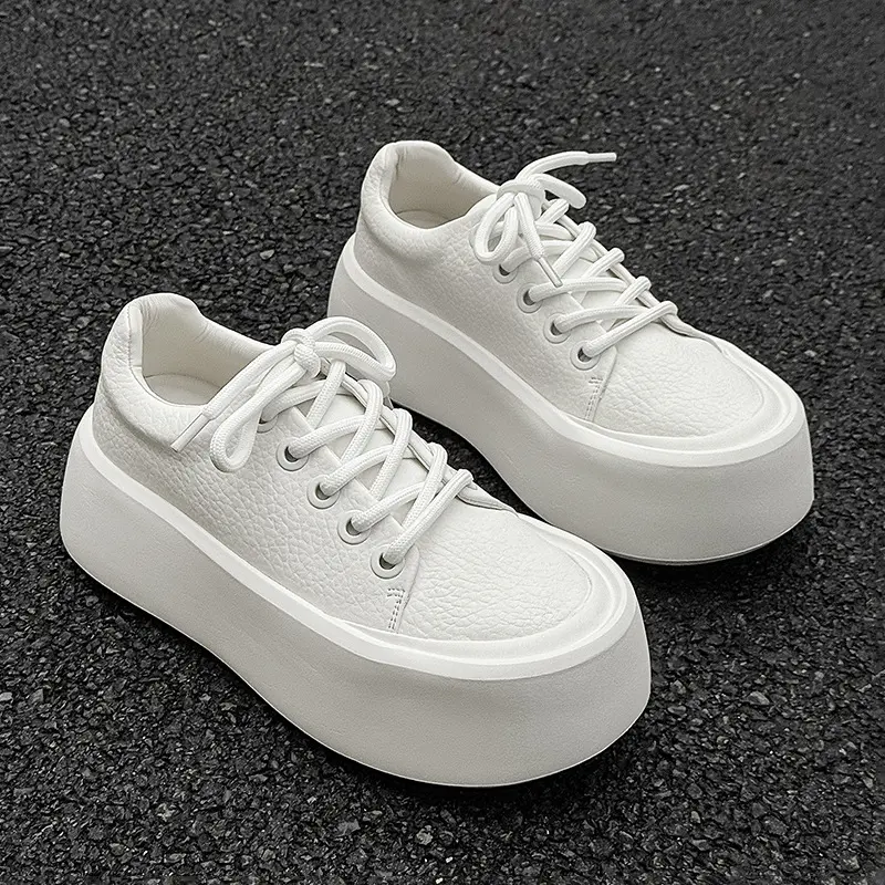 Men Casual White Shoes, Unique Trend Ins Platform Sole Heightening Bread Sneakers25542-J