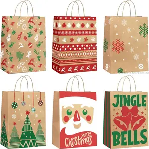 24-Pack Christmas Gift Bags – 6 Assorted Xmas Designs, Small Christmas Goody Bags Bulk with Handles for Wrapping Gifts, Party Favors and Holiday DecorDD21SoftWearFashion
