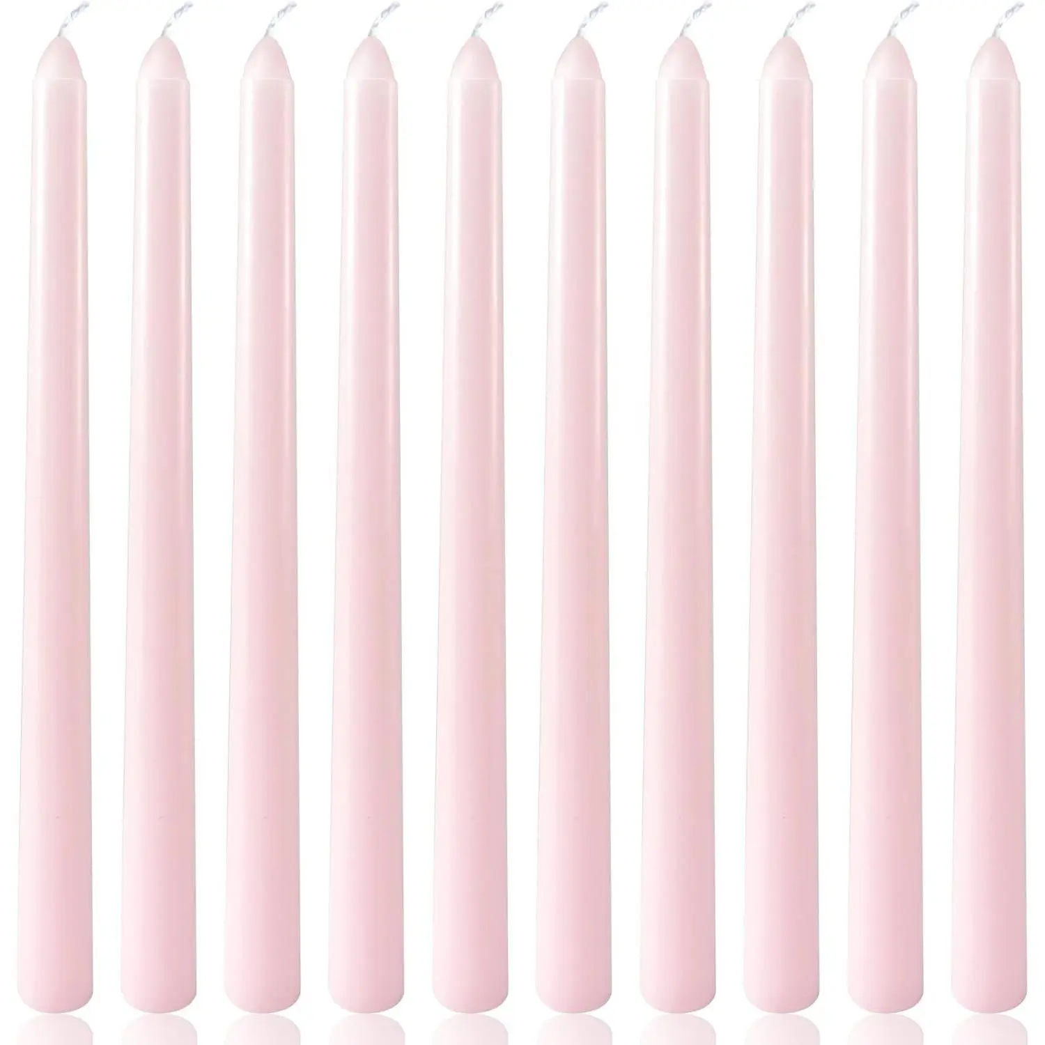 10 Inch Pale-Pink Taper Candles for Home Decoration, 10 Pack Unscented Candlesticks for Dinner Wedding Party, Smokeless and Dripless Candle Sticks