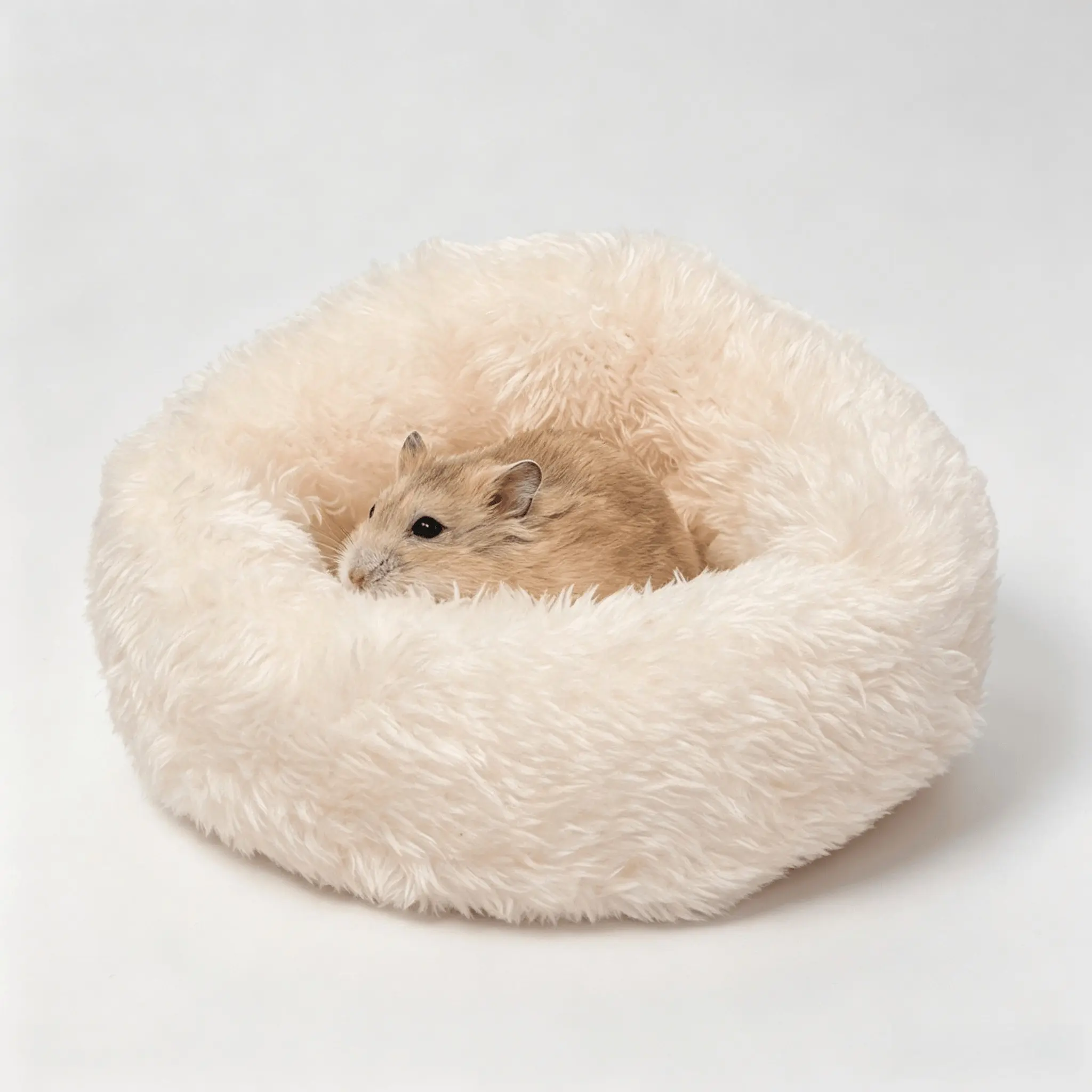 Best-selling bestseller - 2-piece cute plush round small pet bed, super soft plush comfortable nest, suitable for small pets such as hamsters and guinea pigs, warm sleeping pad