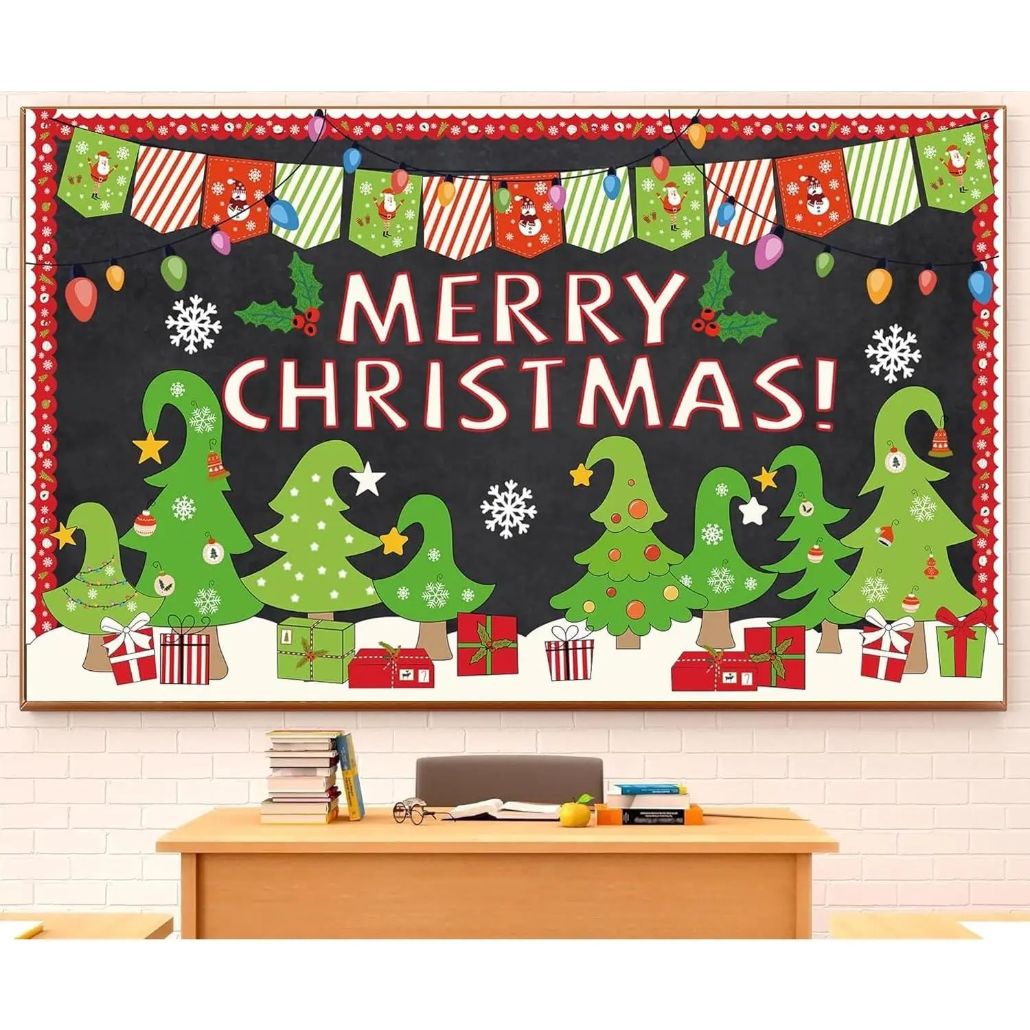 Christmas Bulletin Board Decorations Christmas Tree Bulletin Board Set Merry Christmas Classroom Decorations Xmas  Boxes Tree Cutouts Banner for Holiday School Chalkboard Wall Door Decor