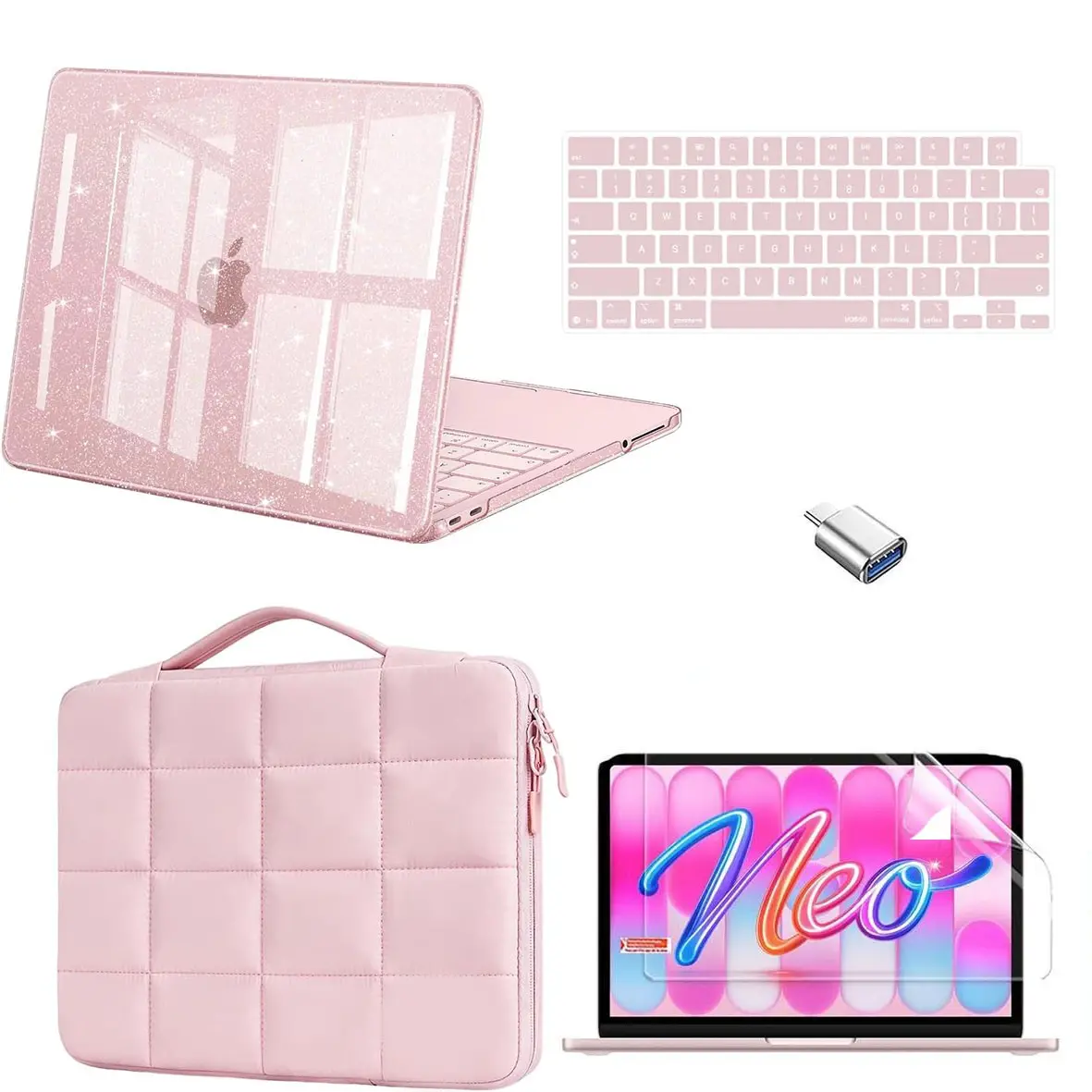 Nexabridge 2026 Macbook Neo Durable Protective Cover, 5-In-1 Set, Fashion Handle Bag, Keyboard Cover, Screen Film, 13-Inch, Best Holiday Gift