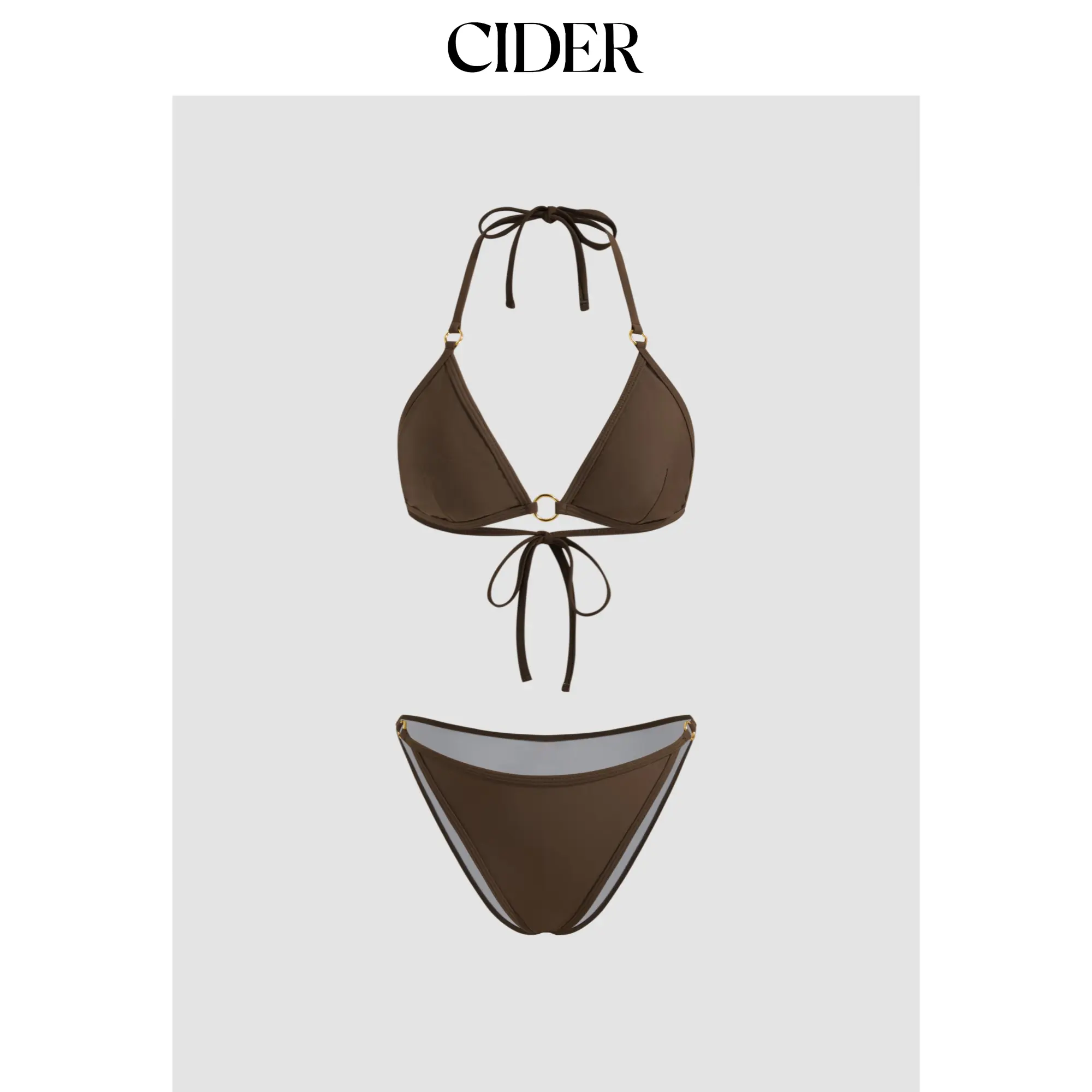 Cider V-neck O-ring Halter Bikini Set