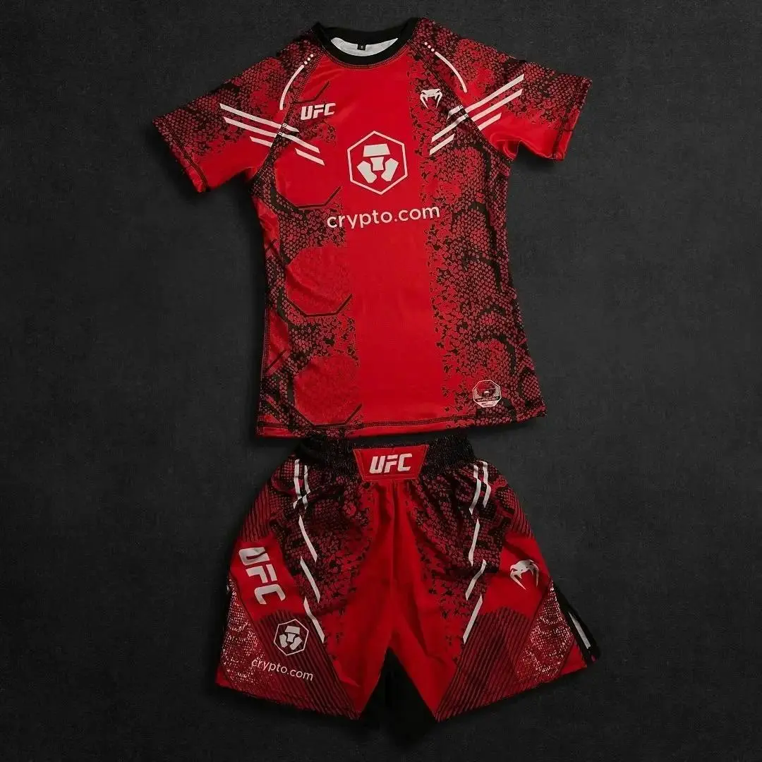 UFC New Octagonal Cage Fighting Night Men's and Children's MMA Loose Breathable Speed Drying Boxing Training Sports Set