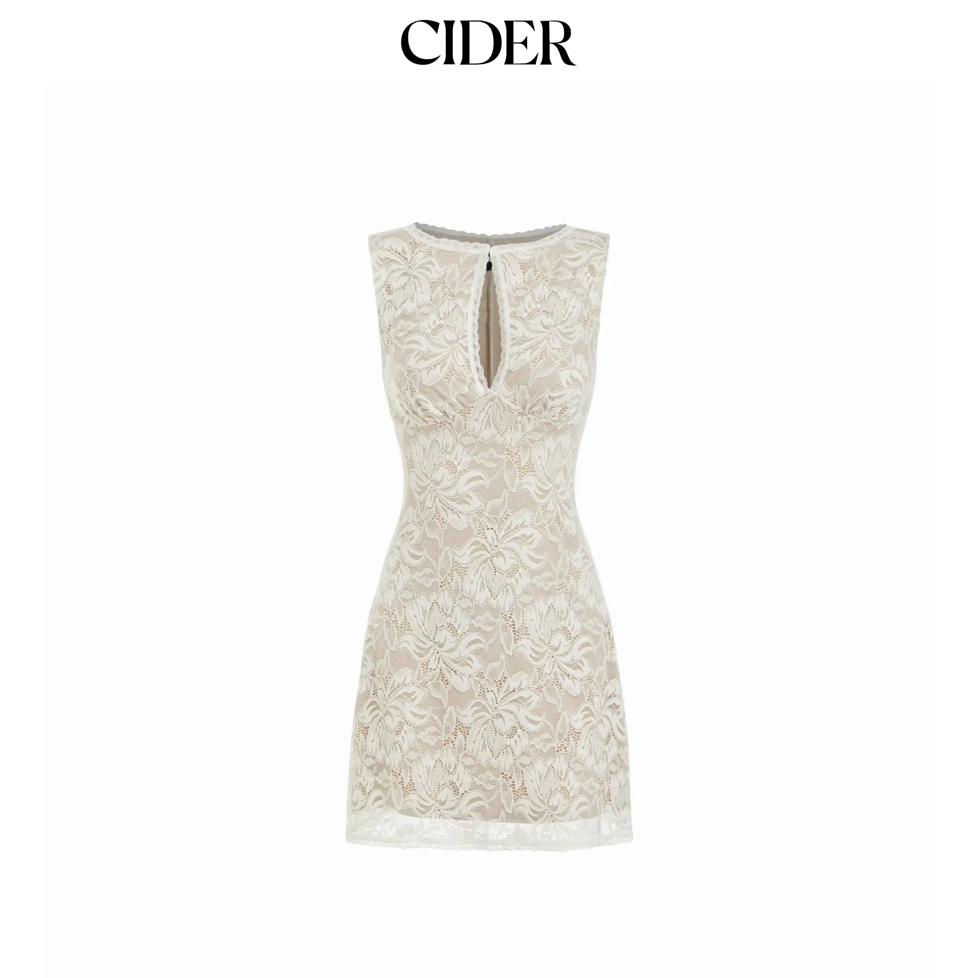 Cider Lace Floral Cut Out Lace Trim Slim Mini Dress SohoChic