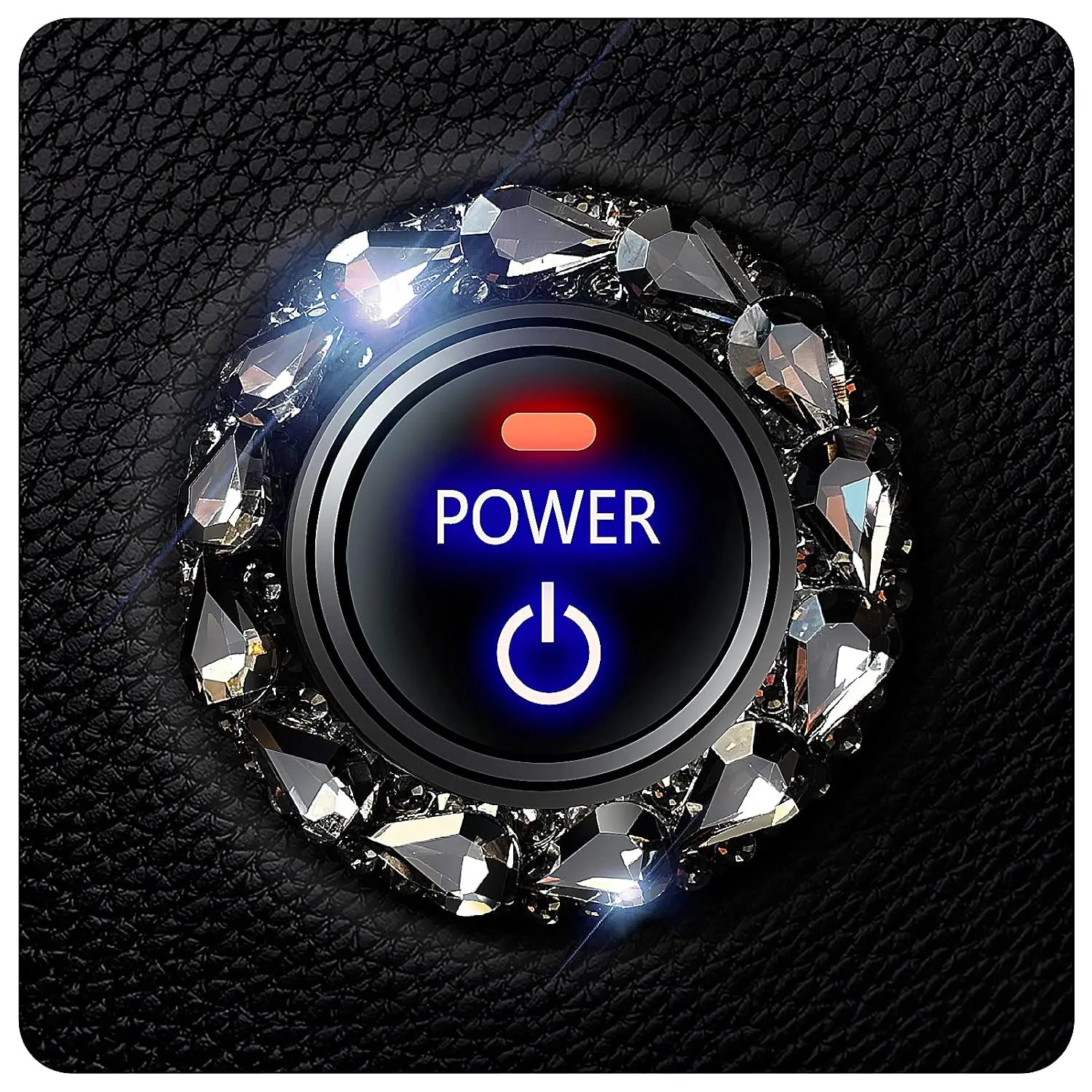 Bling  Button Start Button Cover/Sticker for Wowen,  Engine Start Stop Trim Ring, Shiny  Rhinestone Key  and Knob Ring ( Black)…