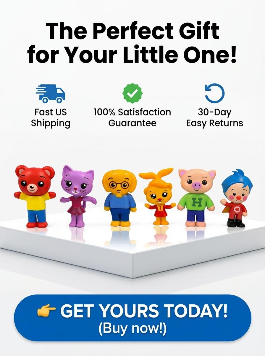 6 PCS Plim Plim Action Figures Set Mini PVC Cartoon Toys Cute Clown & Animal Friends Collectible Model Dolls for Kids Birthday Party Favors Cupcake Toppers Baby Shower Decorations Boys Girls Toddlers Gift Viral Nursery Figure