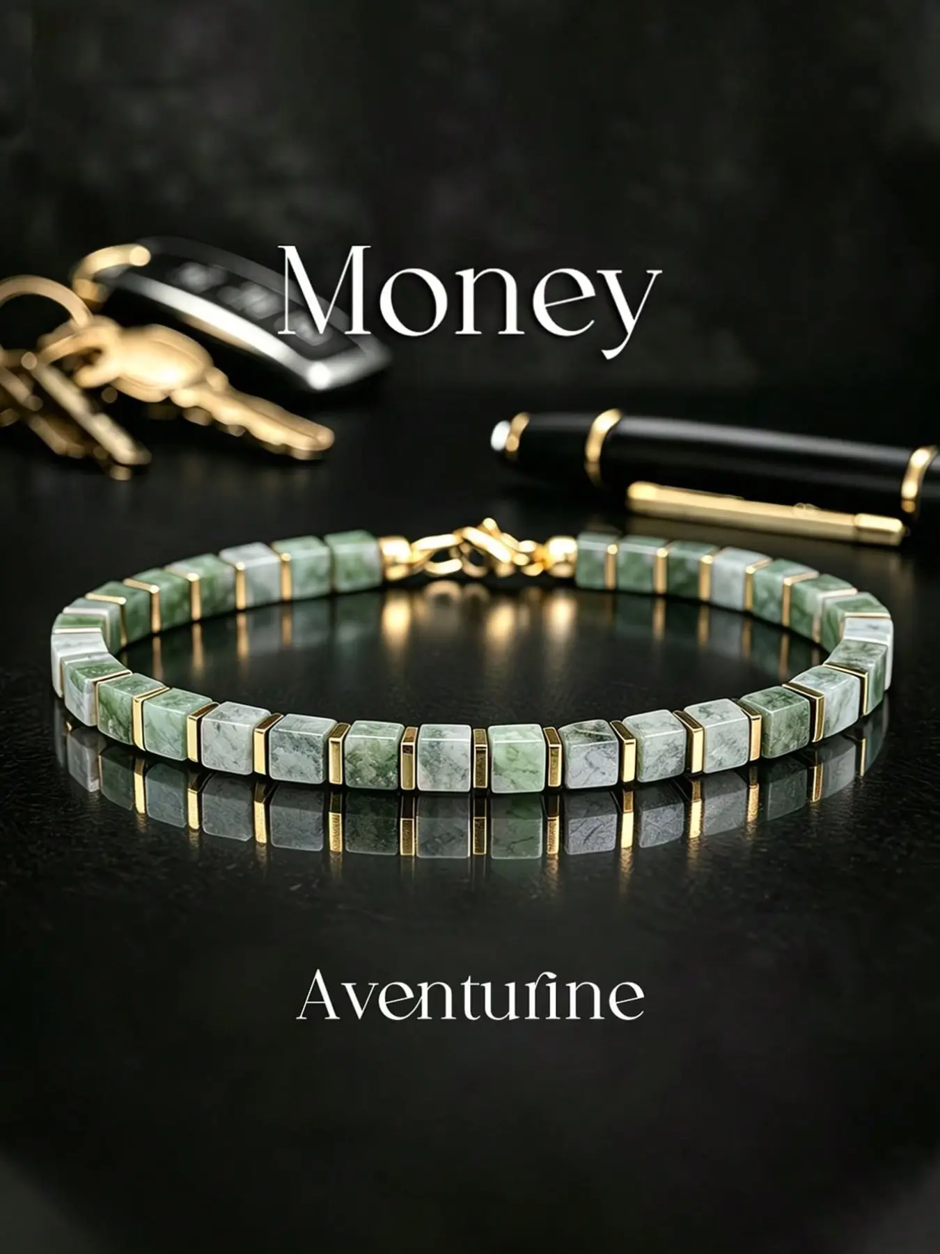 1 pc Casual Style East Jade Square Bead Money Bracelet, Attract Wealth, Abundance And Prosperity, Handmade Natural Stone Skin-Friendly Jewelry, Suitable For Daily Wear