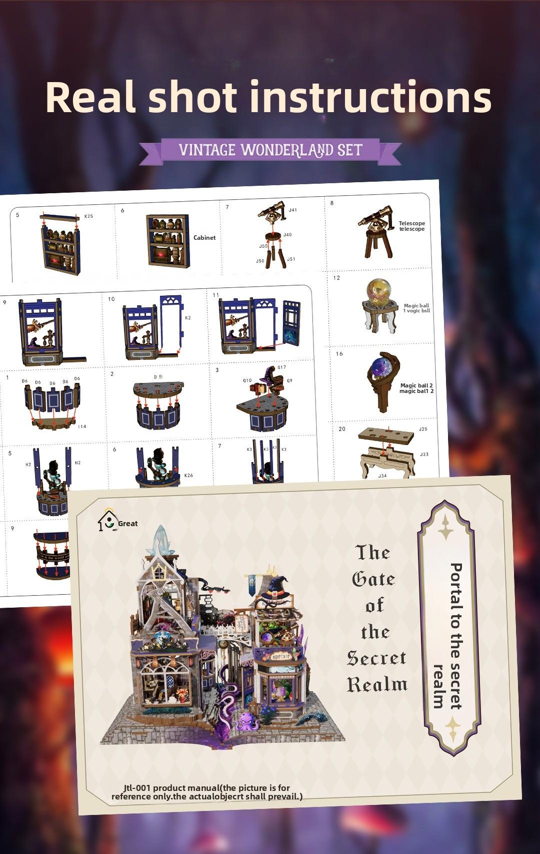 Magic Gate DIY Book Nook Kit - 3D Wooden Puzzle Miniature House with  Light| Enchanted Library Bookshelf Decor| Perfect Creative Gift for Hobbyists & Magic Fans