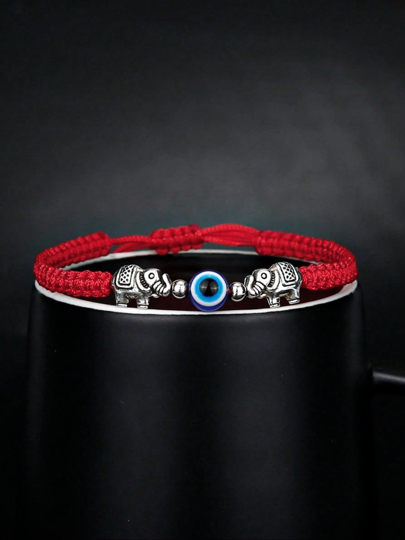 Eye Elephant Design Braided Bracelet, Adjustable Trendy Stack Bangle for Women & Men, Party, Daily Clothing Decor, Trendy All-match & Exquisite Jewelry for Birthday Gift, Gifts for Her, Adjustable Slider Bracelets, Stackable Bracelets, Fashion Bracelets