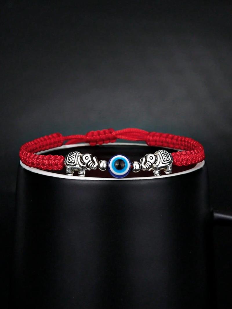 Eye Elephant Design Braided Bracelet, Adjustable Trendy Stack Bangle for Women & Men, Party, Daily Clothing Decor, Trendy All-match & Exquisite Jewelry for Birthday Gift, Gifts for Her, Adjustable Slider Bracelets, Stackable Bracelets