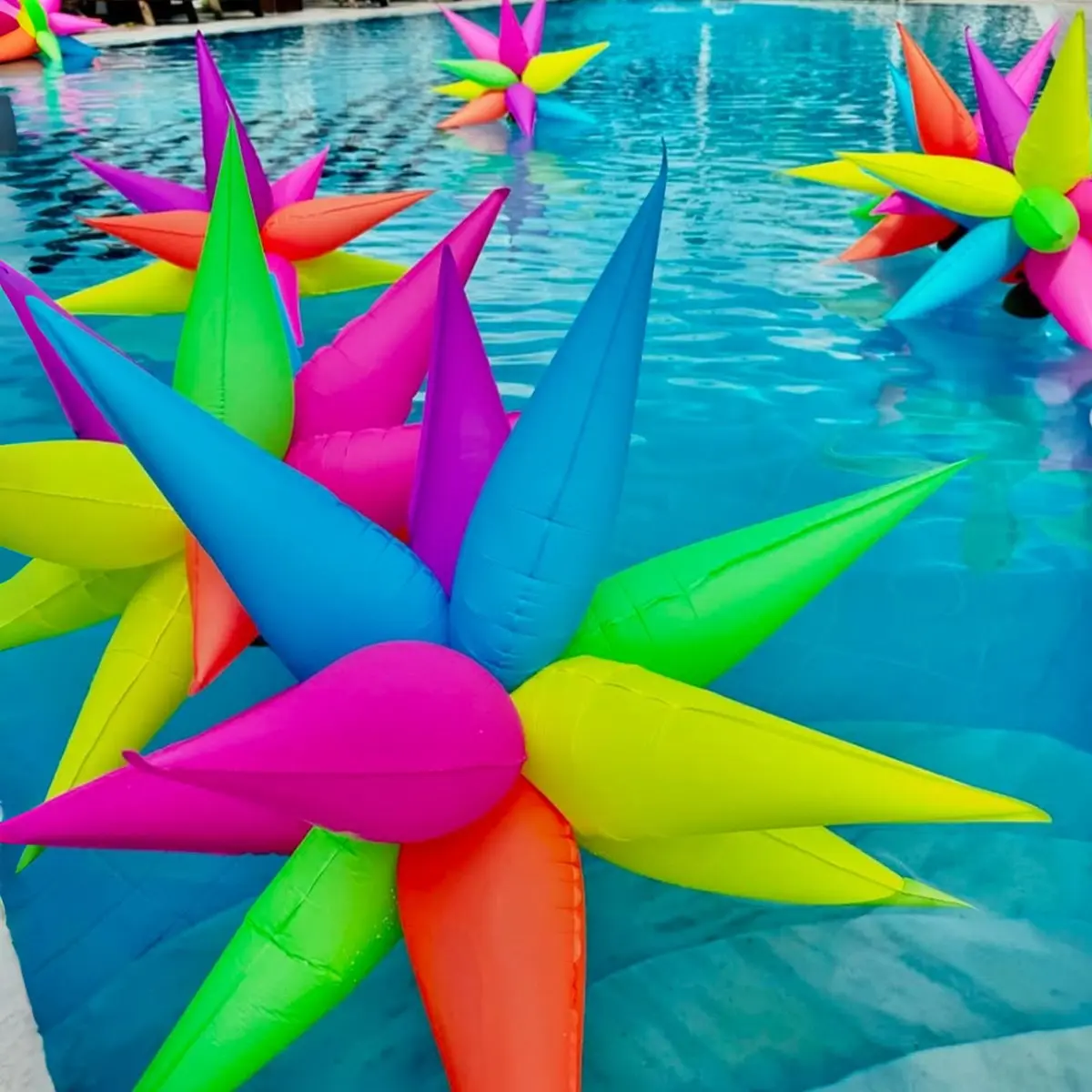 Neon Fluorescent Colorful Explosion Star Aluminum Foil Balloons for Birthday, Wedding, Shower, and Glow Party Decorations