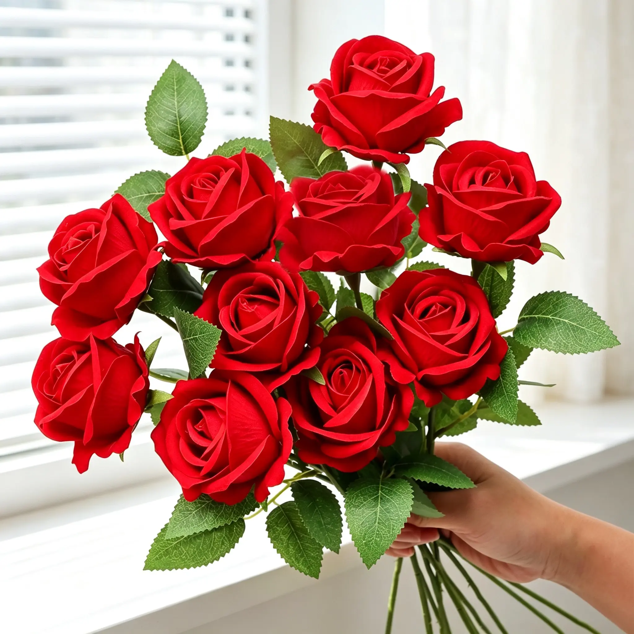 10pcs Artificial Rose Flowers, Fake Flower Bouquet, Living Room Decor, Table Bedroom Ornament, Valentine Wedding Festival Decoration, Outdoor Garden Decor