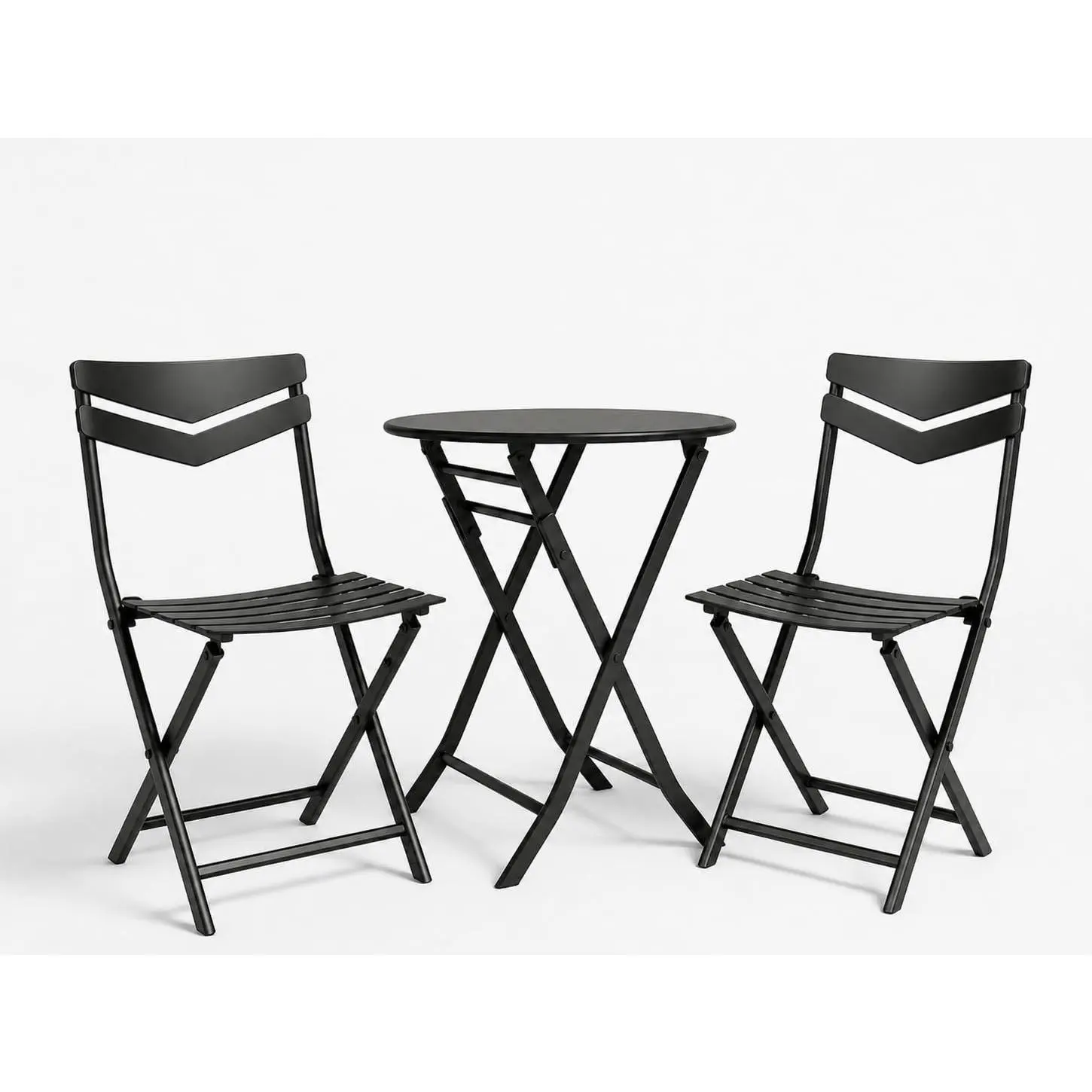 Space-Saving 3-Piece Folding Bistro Set - Outdoor Metal Patio Table and Chairs for 2 - Weather-Resistant, Ideal for Balcony, Garden, or Small Spaces