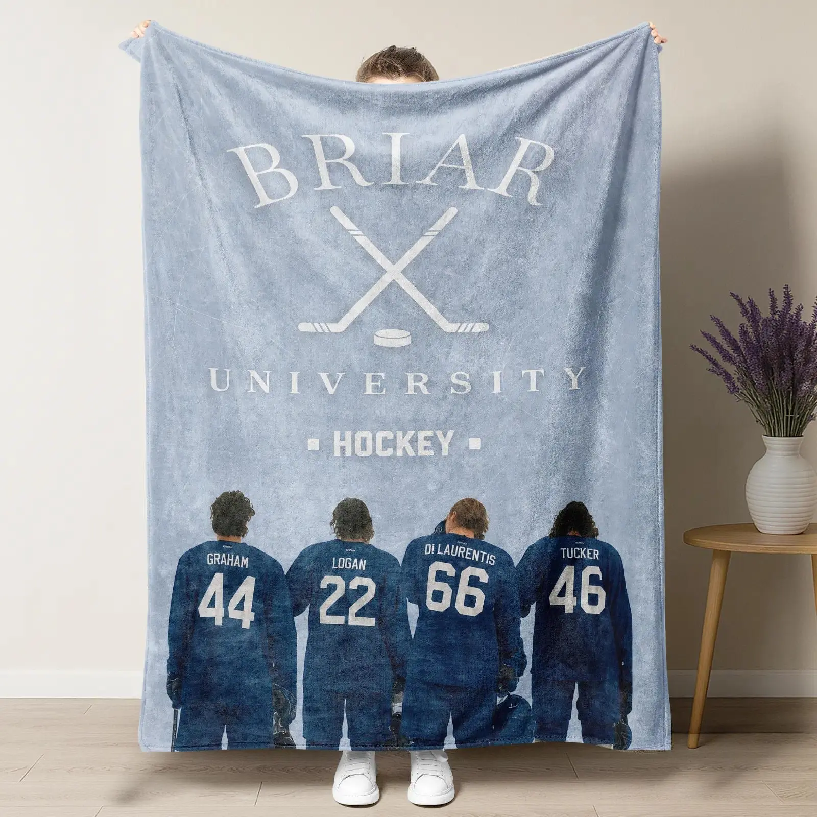 Off Campus Season 1 Briar University Hockey Jersey College Romance Series Print Soft Throw, Flannel Throw Blanket, Matches cooling blankets pillows couch cover for sofa bed accessories, Bedroom Sofa Birthday Christmas Gift for Youth Drama Fans, Polyester