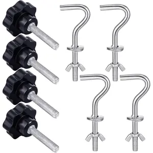 8 Pcs Hammock Hardware Kit Heavy Duty Hammock Stand Hook Replacement Thread Hand Knob for Swing Chair Patio Umbrella Base Garden(Silver)
