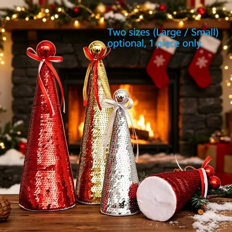 1 piece of foam Christmas tree-shaped decorative ornament with sequins (available in red, gold, and silver sequins), reusable and suitable for display in shop windows, living rooms, and bedrooms, making it an ideal choice for holiday decorations.