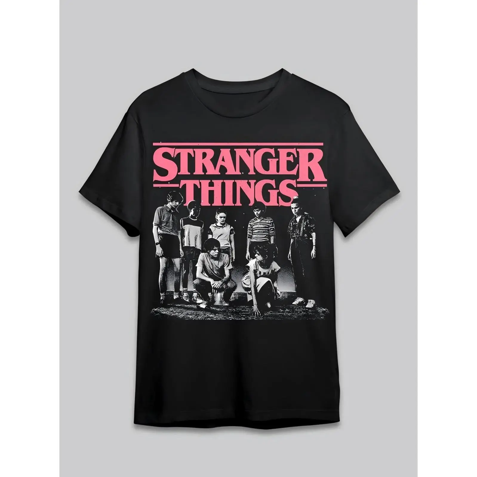 Stranger Things Retro Character T-Shirt, Hawkins Crew Tee, 80s Nostalgia Shirt for TV Show Fans Casual Breathable