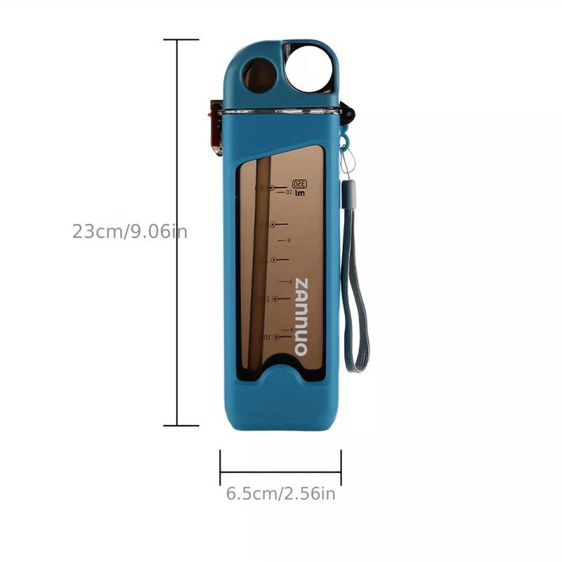350ML Leakproof Square Water Cup, 1 Count Portable Straw Sports with Scale, Summer Cool Bottle Suitable for Outdoor Activities, Travel, Drinkware, Reusable Water Bottle