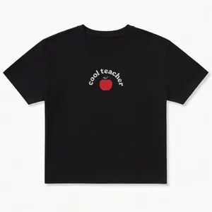 Women's Cool Teacher Apple Short Sleeve Crusher Boxy Tee