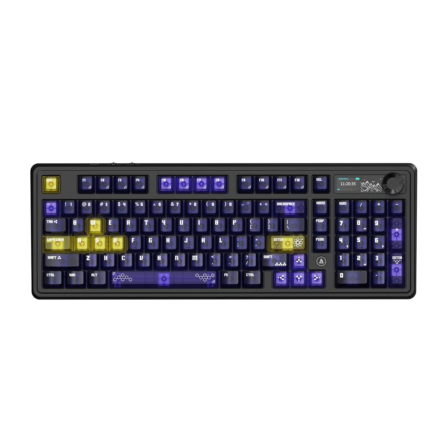 AJAZZ AK980 V2 PRO Dual 8K Wireless Gaming Mechanical Keyboard with 1.14 HD TFT Color Screen and Volume Knob 10000mAh Long Range Tri Mode Office Mechanical Keyboard RGB Light Up Keyboard DIY Support Multiple Systems Suitable for Esports Games and Office