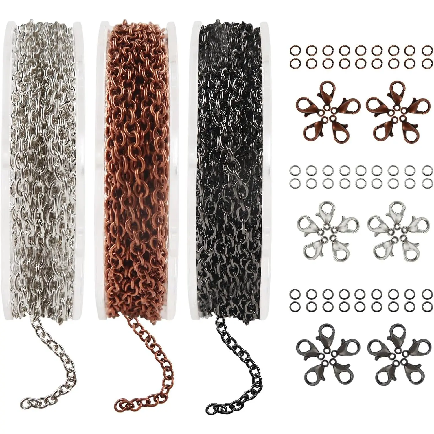 49   Making Chains 2mm Necklace Chains  Colors Metal  Chain Link with 60 count Lobster Clasps  90 count Jump Rings for  Making DIY Necklace Bracelet Anklet