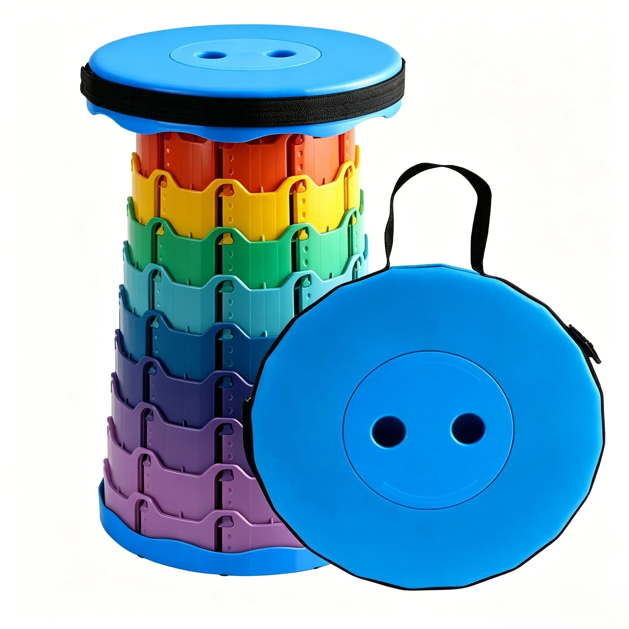 Portable Retractable Foldable Stool, Rainbow Telescopic Camping Stool, Heavy Duty Sturdy Convenient Collapsible Travel Seat for Outdoor Fishing Picnic Travel, Portable Folding Stool, Collapsible Telescoping Stool