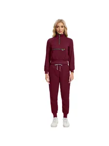 Pet Clinic Anti-Wrinkle and Wear-resistant Work Uniform Long Sleeve Stand Collar Hand Wash Autumn Thick High Quality Beauty Salon Doctor Nurse Overalls Two-piece Set