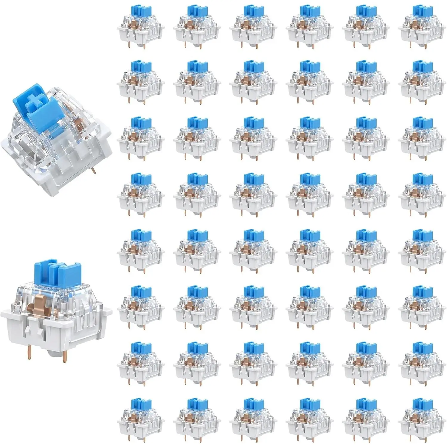 50 count Clicker for  Prints Blue Mechanical Keyboard Switches, 3 Pin Pre-Lubricated Clicky Switches for Gaming Keyboards,    for Gamers &  DIY Users