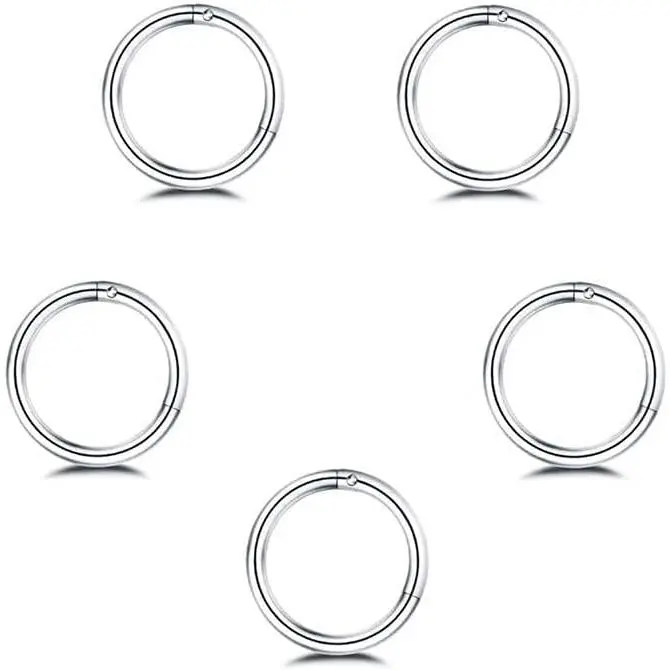 5 count Stainless Steel 16G 18G Sleeper Hoop Earrings for Women Men Septum Hinged Clicker Nose Lip Ring Helix Daith Cartilage Tragus Piercings  Small Huggie Hoops   Ears