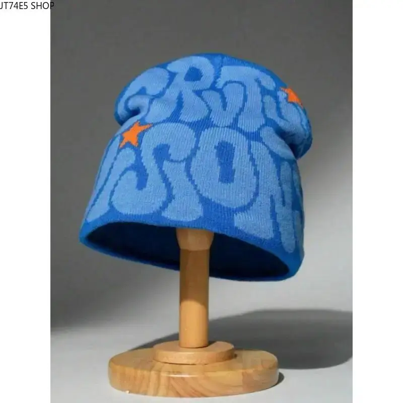 Men's Streetwear Beanie with Spider Web Pattern, Warm Jacquard Knit for Fall, Winter, and Cold Weather Outfits