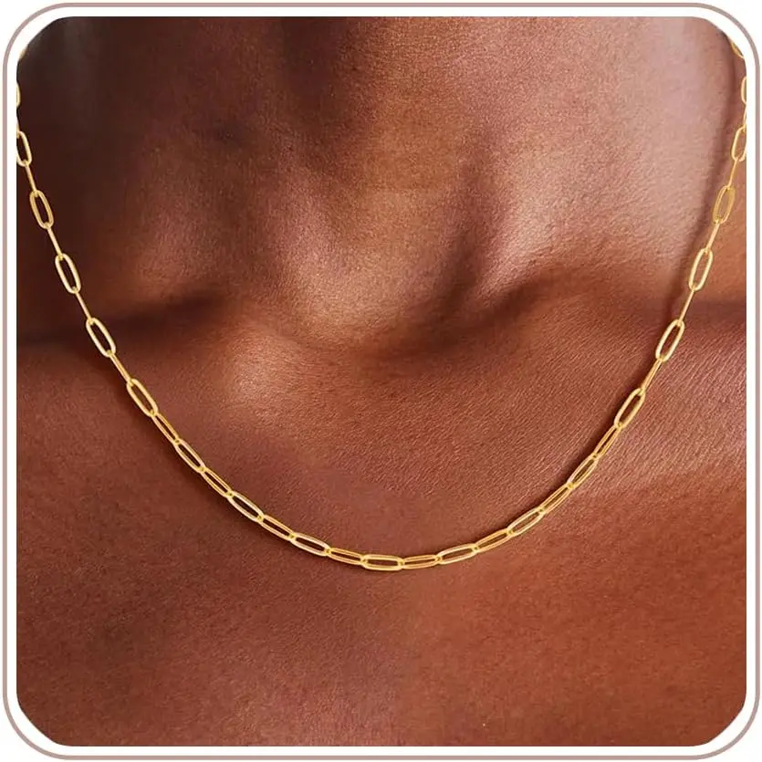 S925 Sterling Silver Necklace for Women, 3mm Thick Paperclip Chain, Sturdy No Stone Jewelry for Daily Wear, 16-24 Inch, 16/18/20/22/24 Inch, Colourfast, Female
