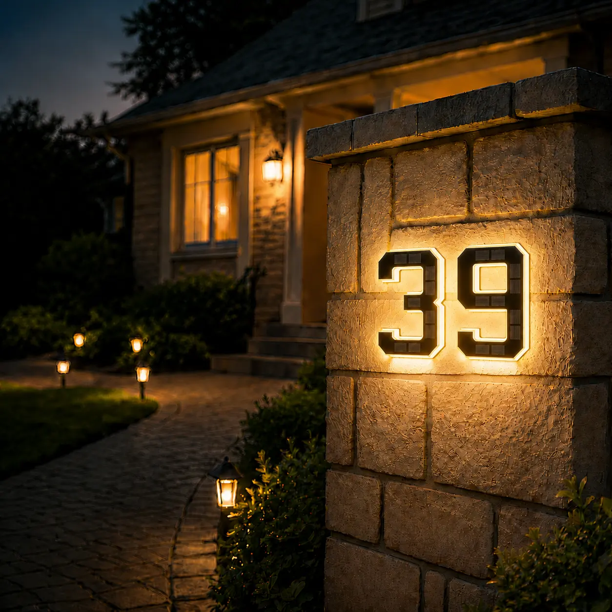 Solar Lighted House Numbers 9 Inch Waterproof LED Address Signs for Outside Modern House Numbers with Large Personalization Options,Decorate your door number, DIY personalisation.Modern Farmhouse Illuminated Sign Light