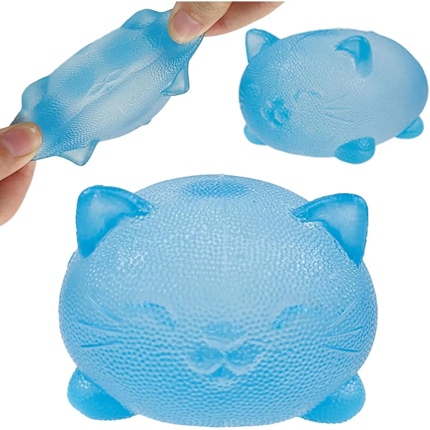 Gummy Kitty & Sugar Ball Designs, Anxiety Relief & Focus Toy, Maltose Filled Squeeze Cat Toys  Sensory Play, Sensory Fidget Toys  Adults, Kids, Slow Rising Squishy Stress Ball ( Blue)