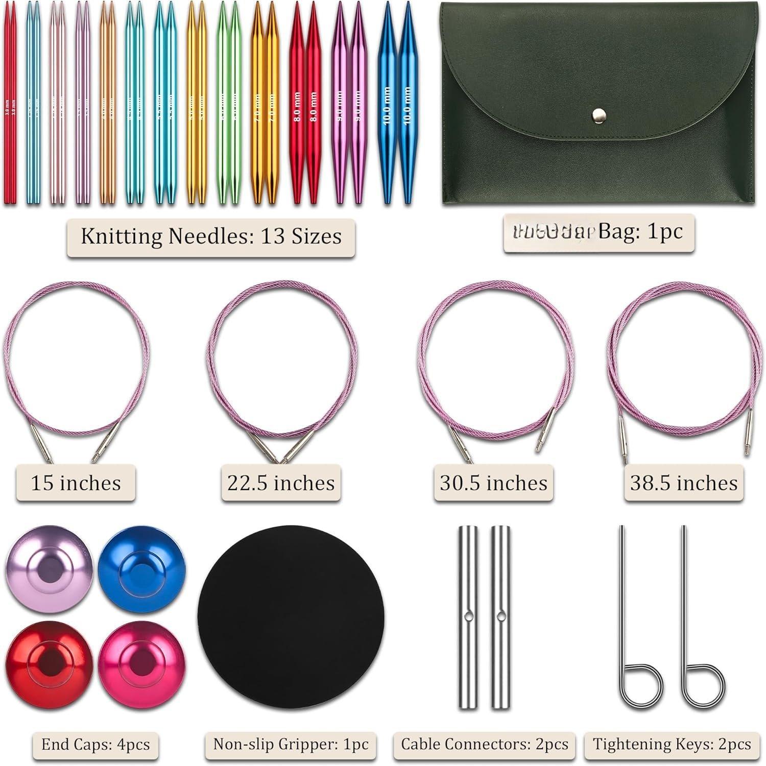 Interchangeable Circular Knitting  Set - 13 Pairs |  & Accessories | Knit Picks Interchangeable  | Circular Knitting  for Expert Crafting (Multicolored)