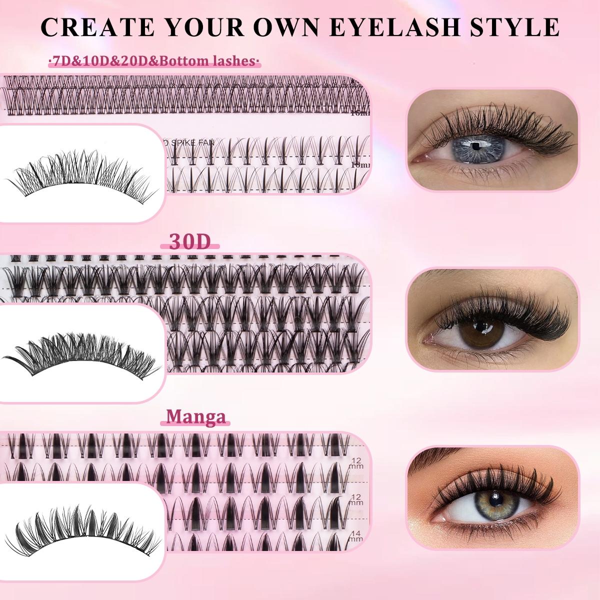 Natural false eyelash set DIY false eyelash set mixed pack D curl eyelash extension set novice-friendly with Bond&Seal&Remove&Eyelash Tweezers&Brush&Hair Band Lashes Bond Seal DIY Eyelash Extensions
