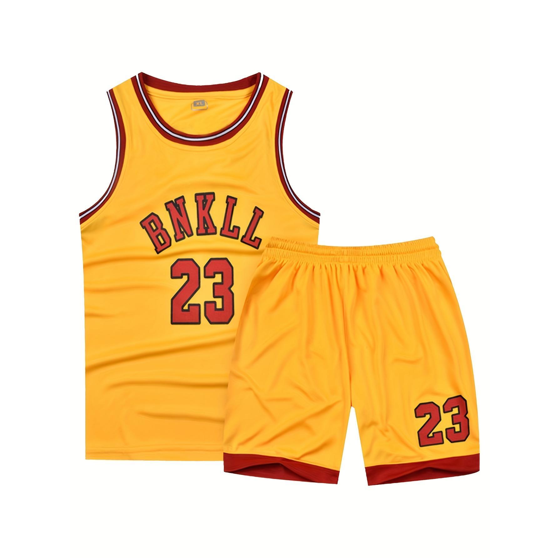 Boys' Basketball Vest Shorts Set Letter Design + Runway Breathable Children's Clothing