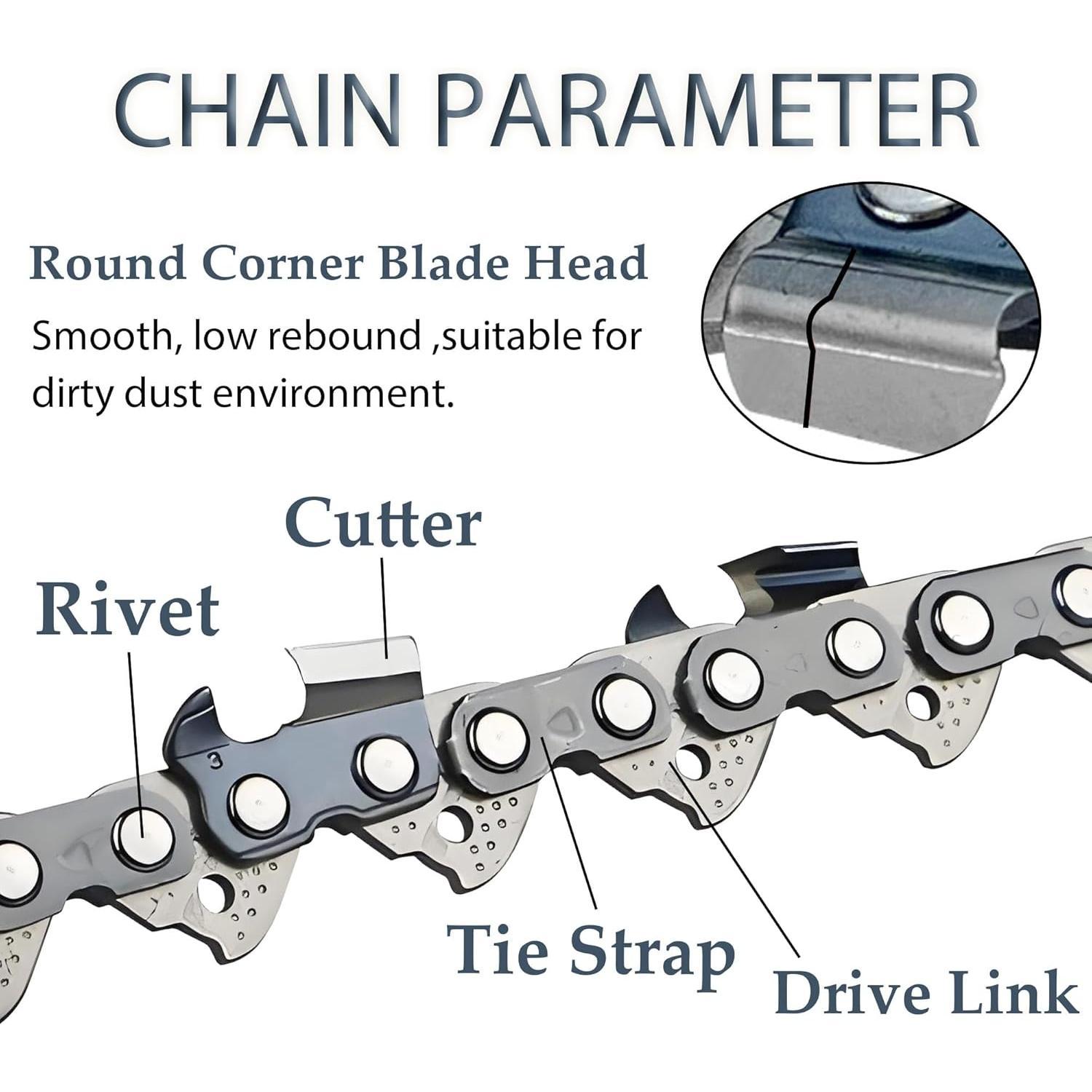 3 count 16 Inch  Chain for Stihl - 3/8" LP Pitch .043" Gauge 55 Drive Links, for Stihl MS170, MS171, MS180C, MS180, 61PMM3 55 Replacement Chains