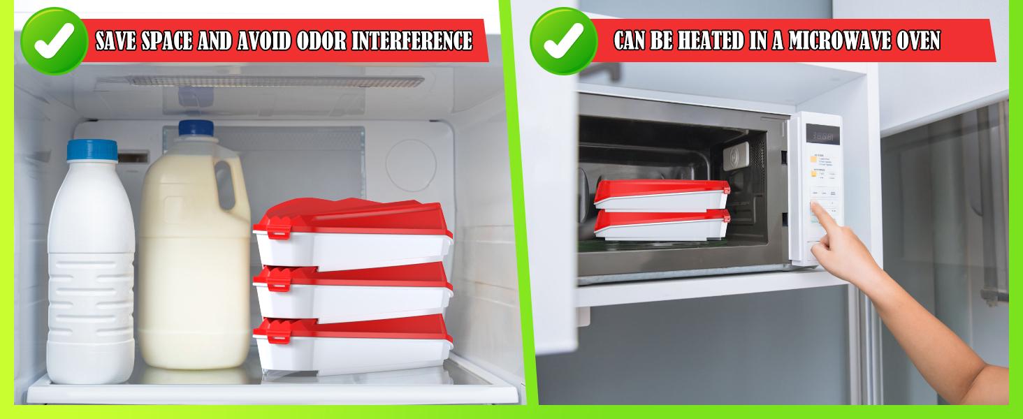 J.C Pizza Storage Container, Expandable Pizza Slice Container, Reusable Pizza Pan Pizza Box Set with Lids to Leftover Organization and Space Saver