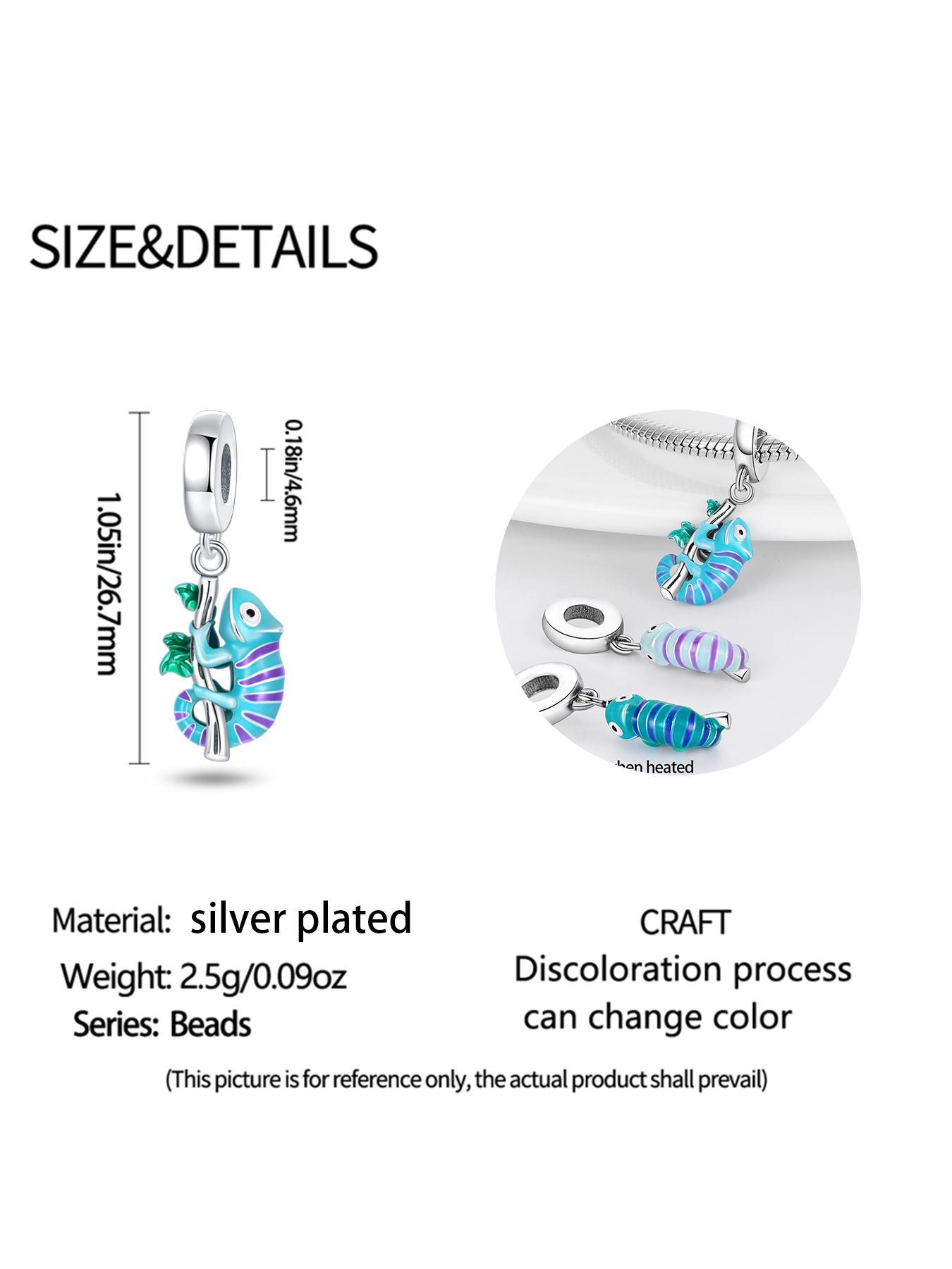 Colorful Chameleon Design Pendant Charm, Cute Animal Design Charm for Women & Girls, Fashion Accessories for Bracelet & Necklace Making