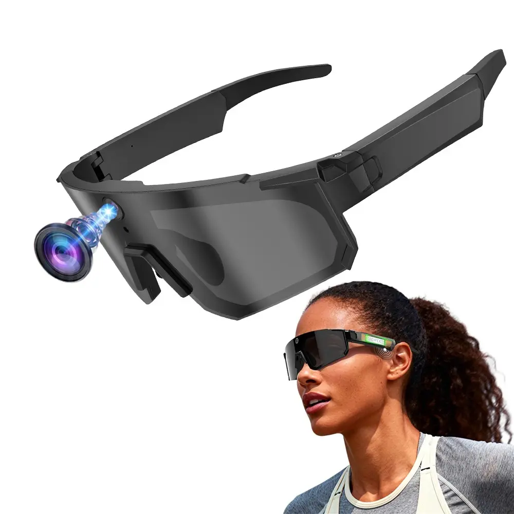 Sport Smart Sunglasses with Video Recording, 8MP Anti-Shake Camera, First Person Photo and Video Shooting ,One Click Recording, 290Mah Battery ,AI Real Time Translation,Music Playback, Bluetooth Calling, WiFi Transfer for Photo Video