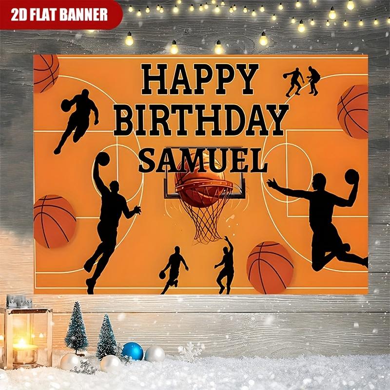 [Custom Basketball Background] 2D Flat Personalized Custom Name Birthday Party Basketball Dunk Background Cloth - Multi-Functional Party Wall Decoration for Home Decor - Suitable for Various Occasions and Patterns - No Electricity Required