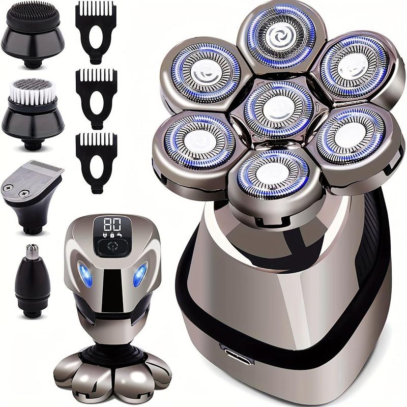 5 in 1 Electric Hair Trimmer Kit, Rechargeable Electric Head Shaver for Men, Waterproof Portable Shaver Grooming Kit, Dry Wet Shaving for Men