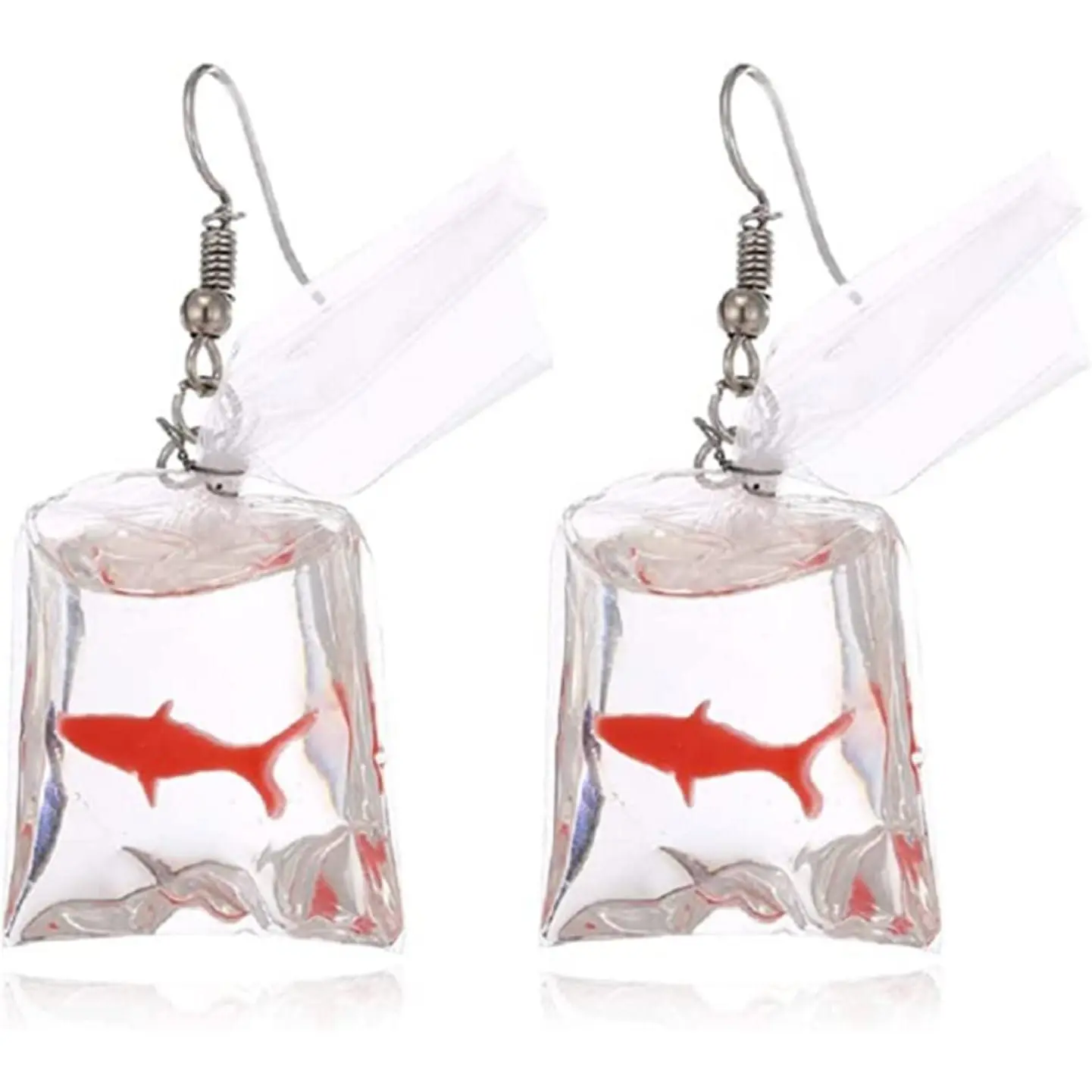Acamifashion Women Funny Goldfish Water Bag Shape Dangle Hook Earrings Charm