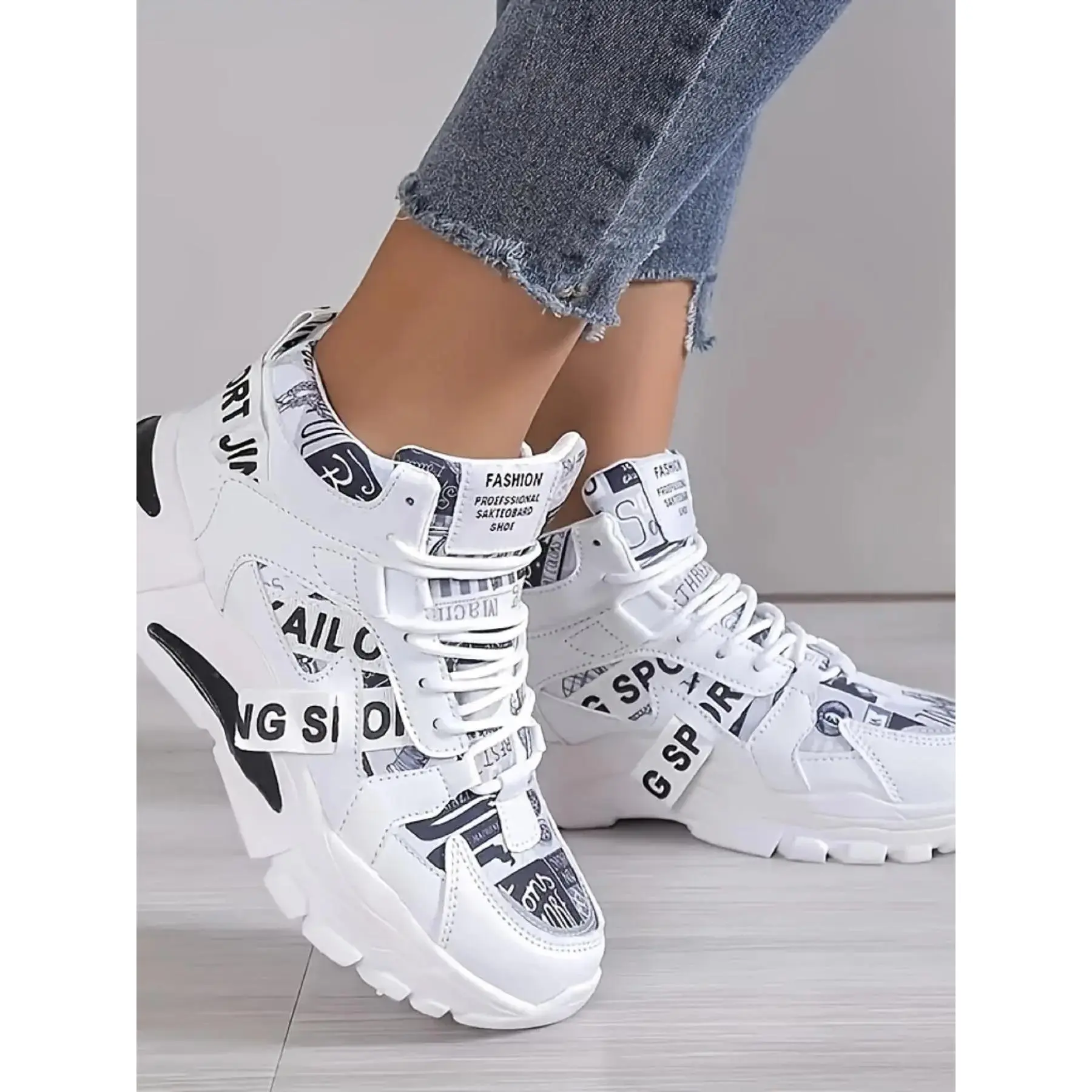 2026Women's Fashionable Lace Up Platform Thick Soled Textile Sneakers, Casual Comfortable Shoes Daily Wear, Female All-match Round Toe Chunky Sneakers Daily Wear, Stylish Sneakers, Walking Shoes