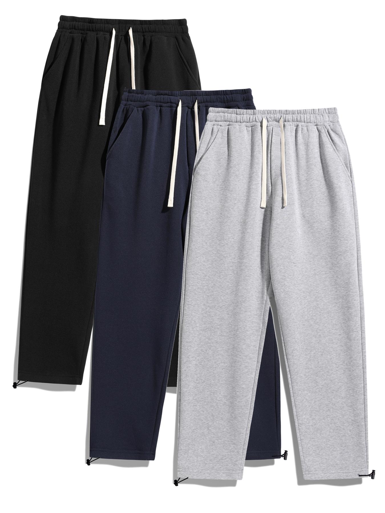 Men's Thermal Lined Pants with Drawstring Waist, Relaxed Fit Loose Sweatpants for Fall & Winter, Men's Bottoms