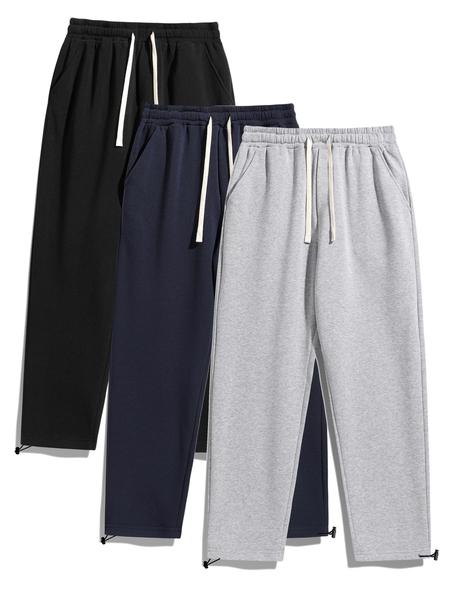 Men's Thermal Lined Pants with Drawstring Waist, Relaxed Fit Sweatpants for Fall & Winter, Men's Bottoms