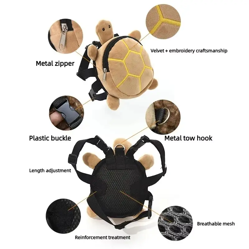 Turtle-Shaped Large-Capacity Portable Dog Backpack Set, Plain Pet Travel Carrier Accessory with Practical Treat Holder Snack Pouch